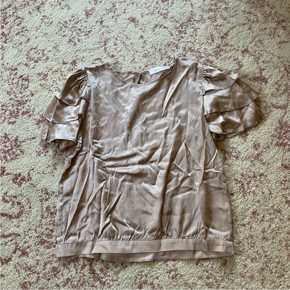 Anine Bing Flutter Sleeve Silk Top XS - Picture 4 of 7
